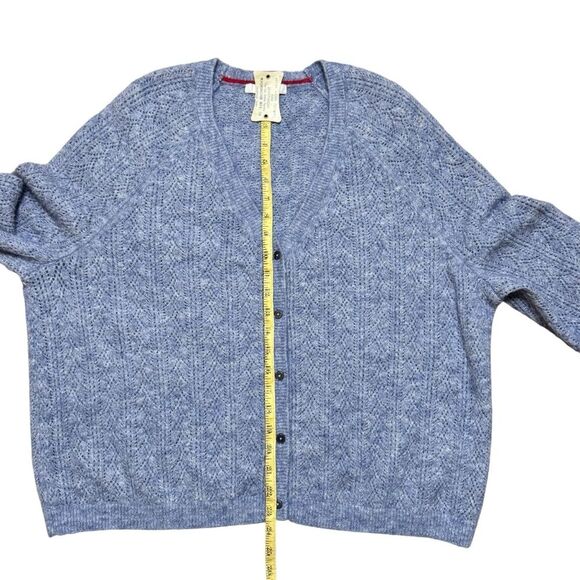 Boden Wool Blend Lace Pointelle Blue Fluffy Cardigan Ruffle Cuffs Sz 14 - Picture 8 of 9